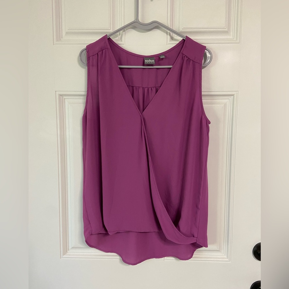 T5- SOHO NYC Pink-Purple Surplice Sleeveless Top